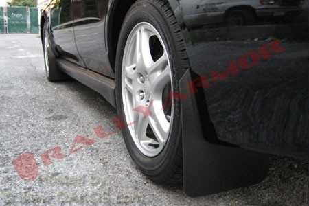 Rally Armor Basic Universal Mud Flaps Set/4 No HW Blk w/ Black Logo MF12-BAS-BLK