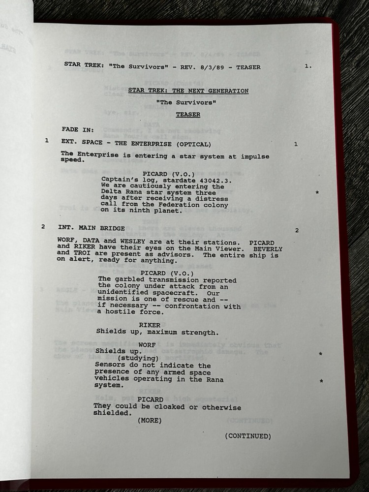 STAR TREK Script The Next Generation The Survivors Revised Final Draft July 1989