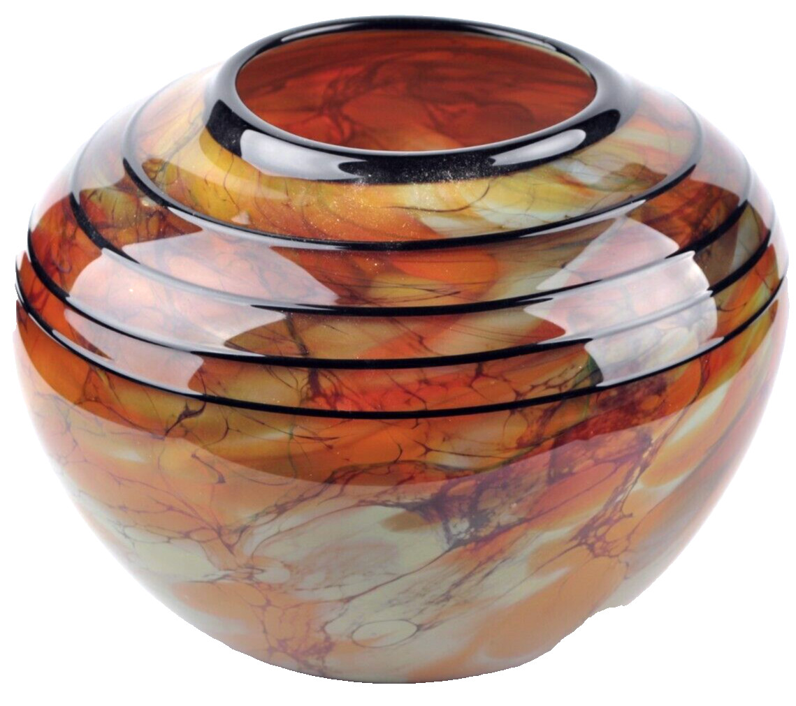 MERIDIAN STREET Art Glass Irish Gold Free Form Basket Hand Blown J. McDonald New