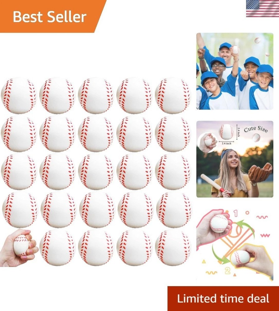 24 Pcs Baseball Stress Ball,2.5 Inch Mini Squeeze Foam Baseball,Relaxable Spo...