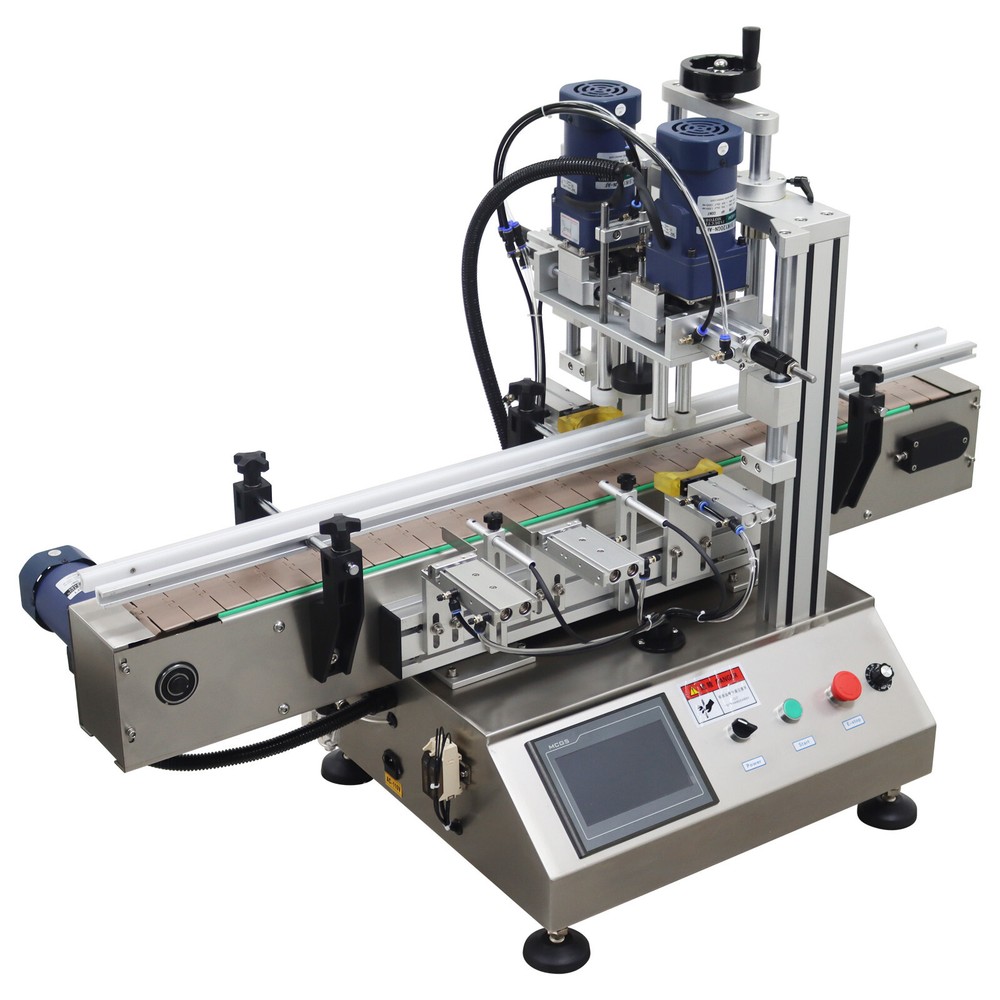 110V Automatic Desktop Chain Conveyor Table Capping Machine Φ2.63"-4" Bottle Cap