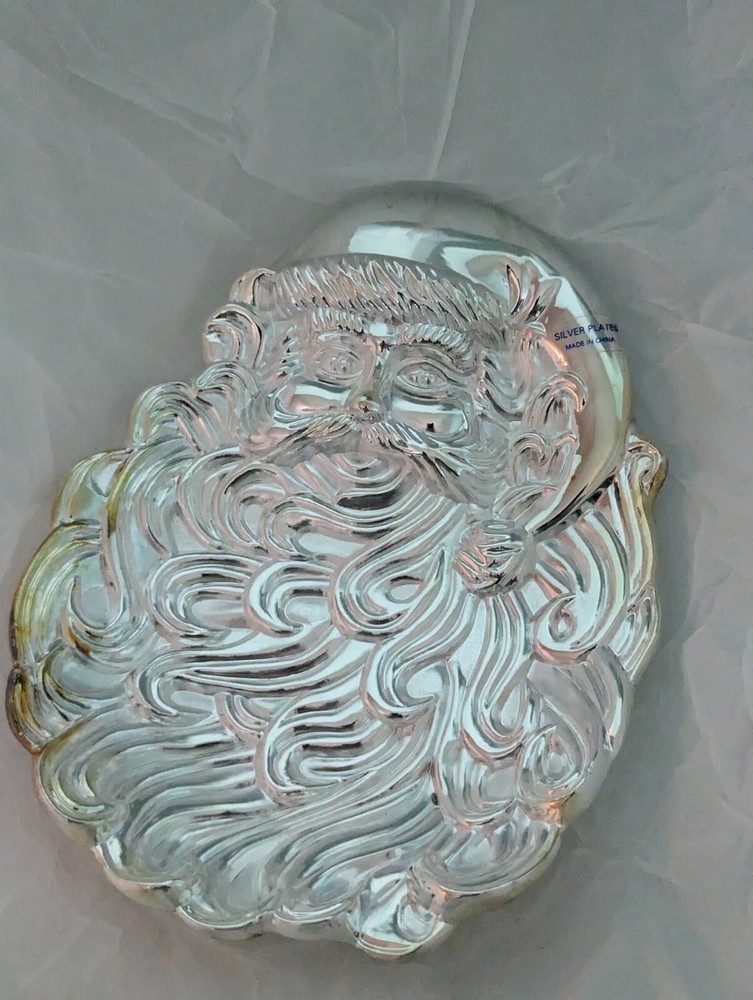 Santa Candy Dish With Original Box Wm. Rogers Vintage Classic Silverplate