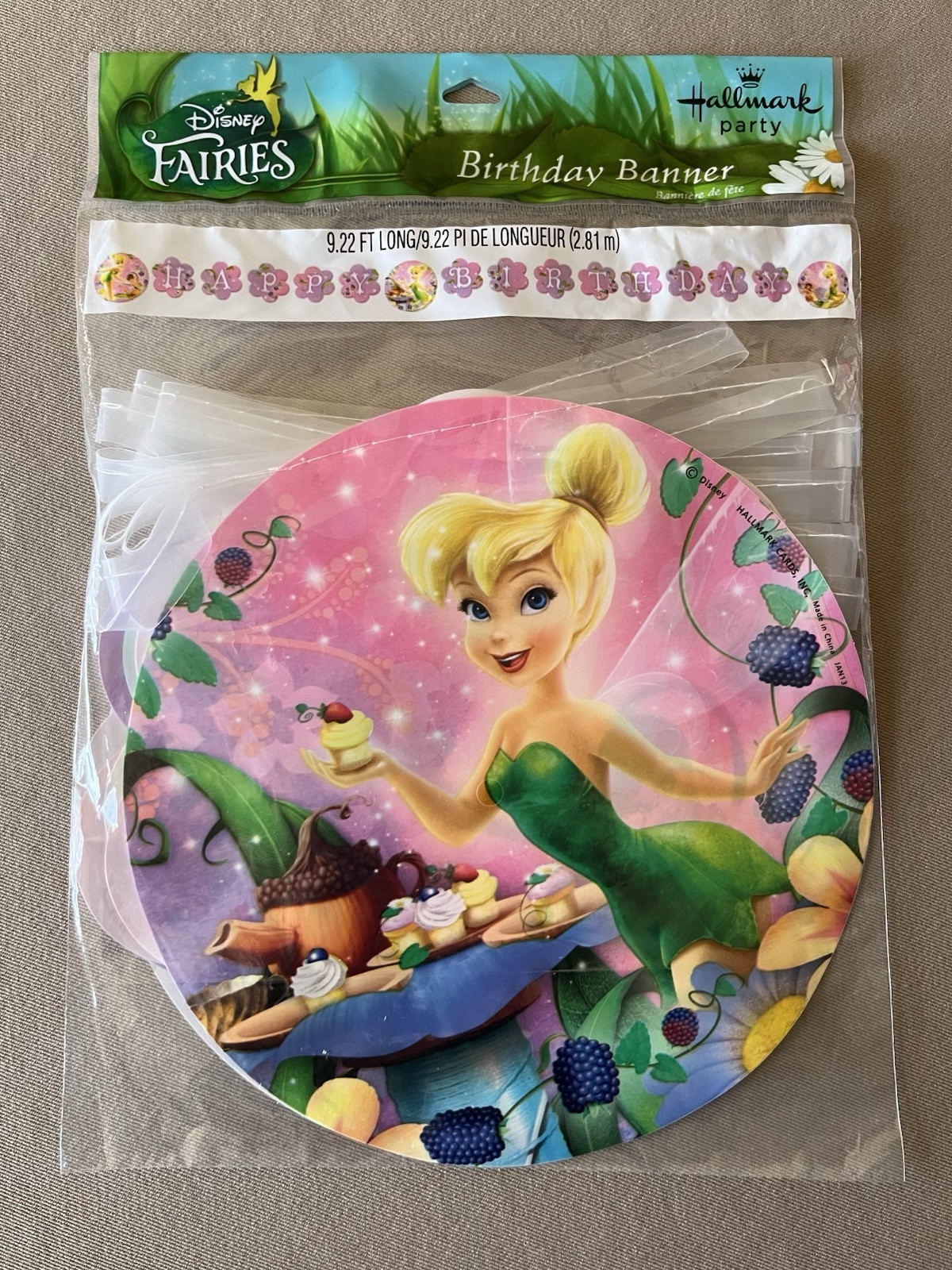 Disney Fairies Tinker Bell Birthday Banner By Hallmark~9.22 Feet Long, Brand New