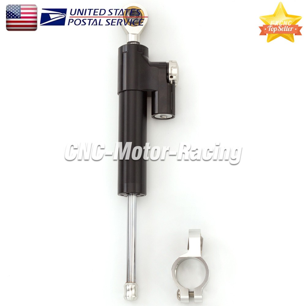 CNC Adjustable Steering Damper Stabilizer Linear Universal 255mm Aluminum Black