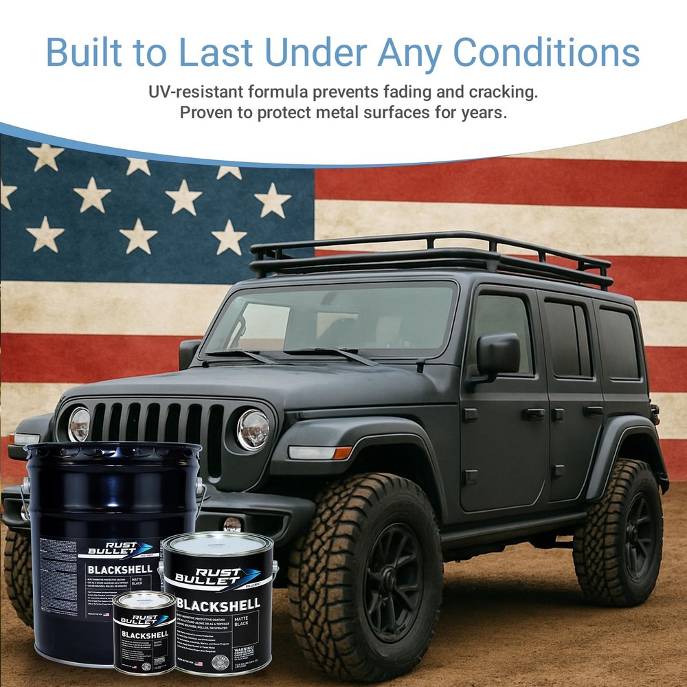RUST BULLET BlackShell - Matte Black - 1 Quart - Corrosion Preventive Coating...
