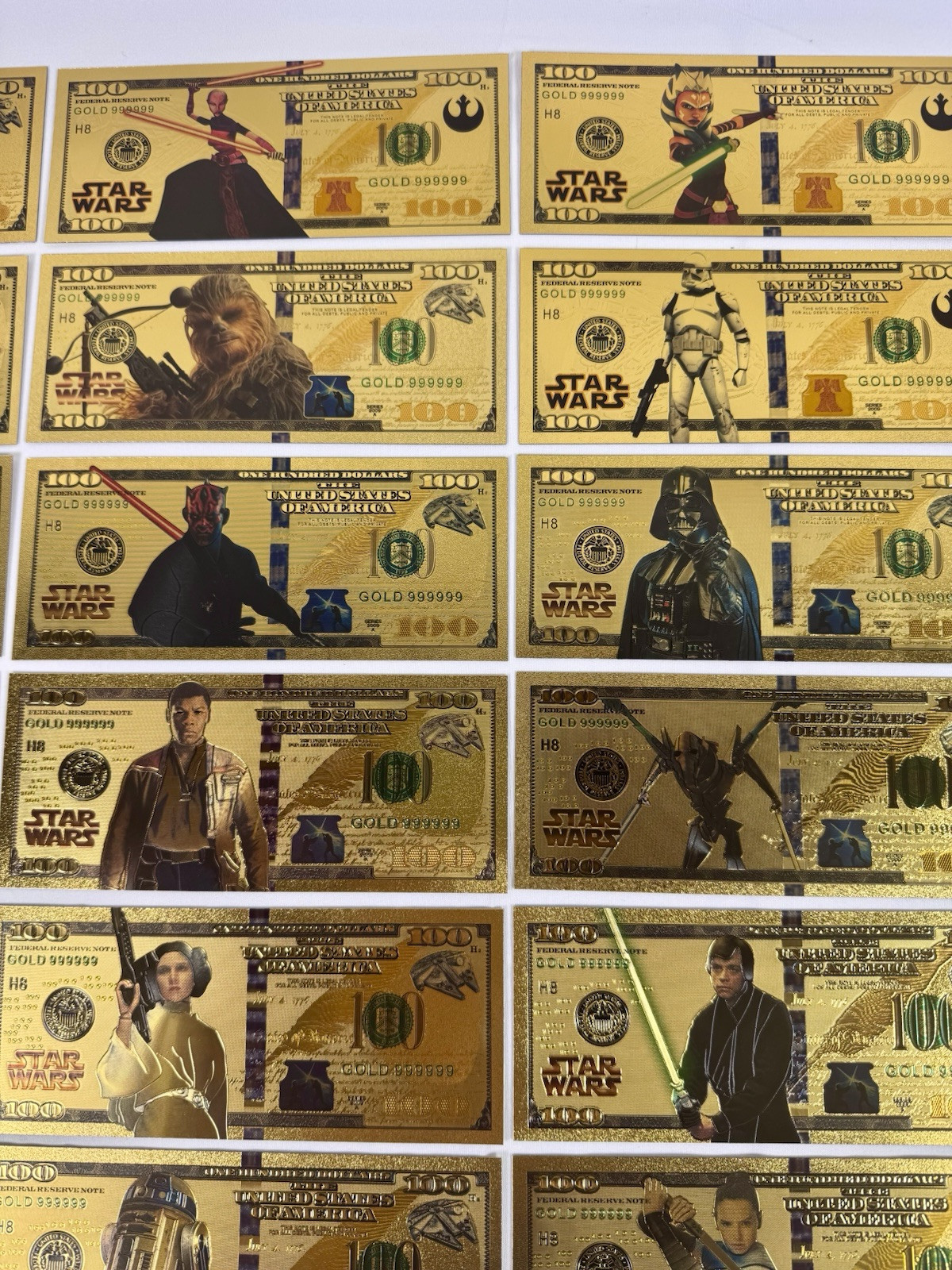 Star Wars Gold Foil Banknote Complete Set 45 pcs $100 Dollar Bills Great Gift!