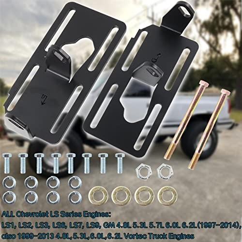 LS Conversion Engine Swap Mounts,1973-1998 Square Body- Adjustable Swap BLACK