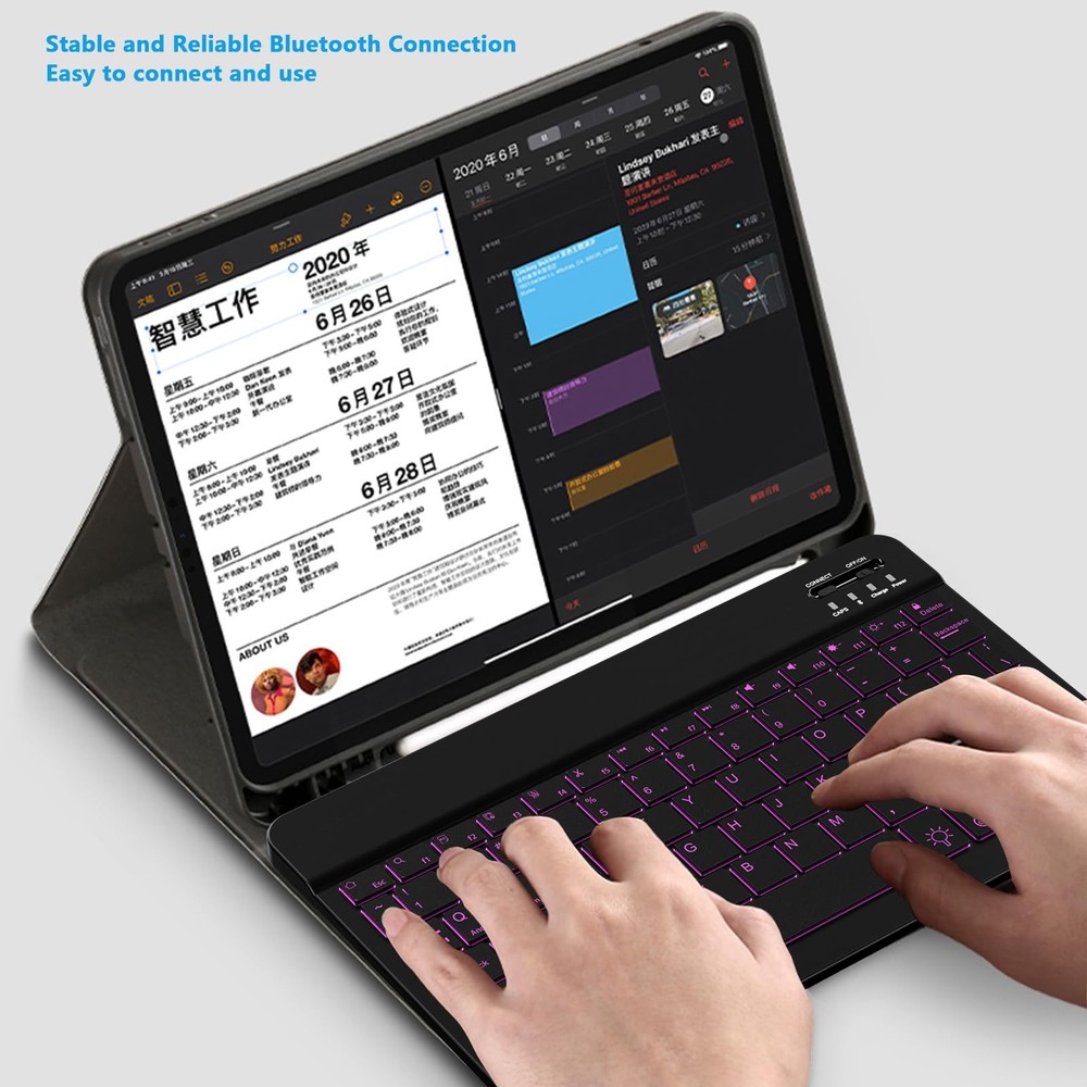 Backlit Bluetooth Keyboard Small Portable Wireless Black