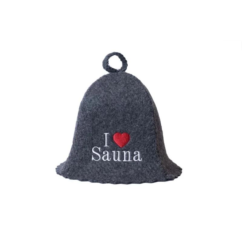 Sauna hat I Love Sauna 100% wool