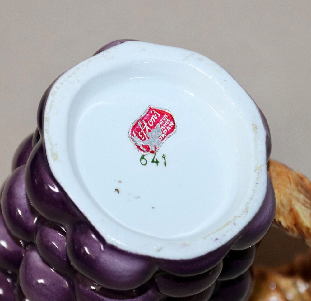 Lefton Grape Cluster Handled Pitcher #641 Red Foil Sticker 1953 - 1971