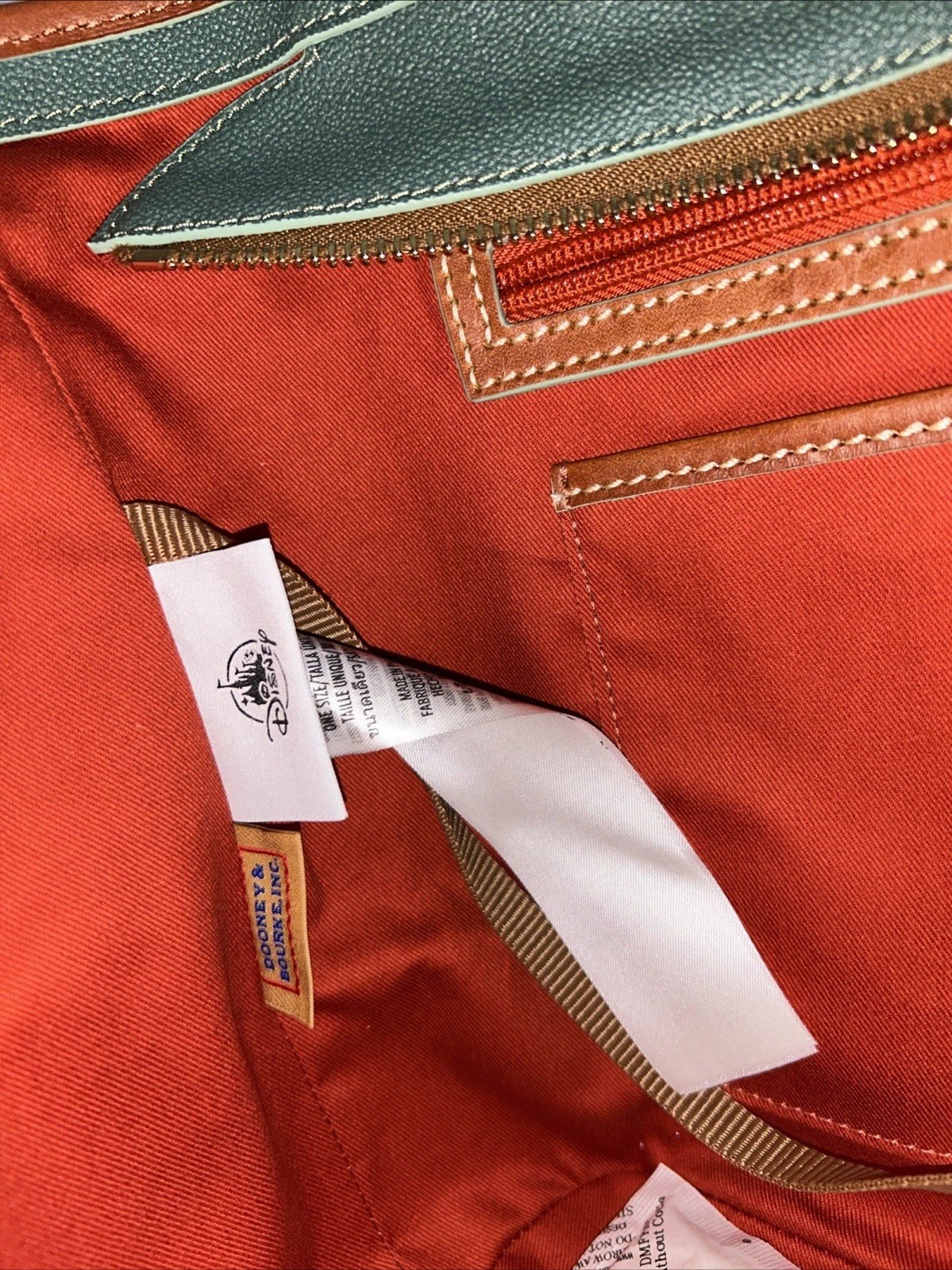 NEW TAGS DISNEY PARKS DOONEY BOURKE PRINCESS TIANA GREEN/BROWN LEATHER TOTE