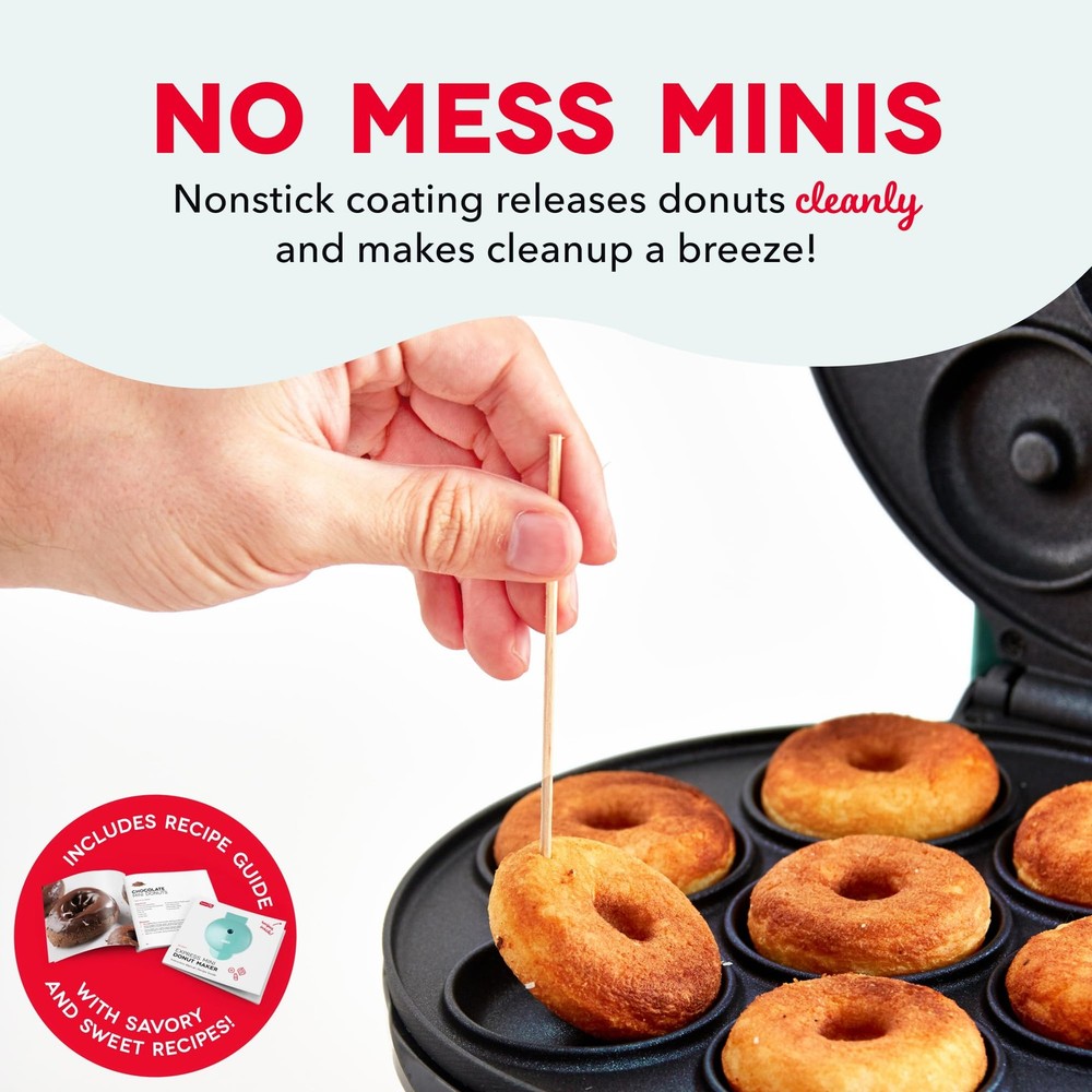 Double Dash Express Mini Donut Maker Homemade Dessert Features Double-Sided