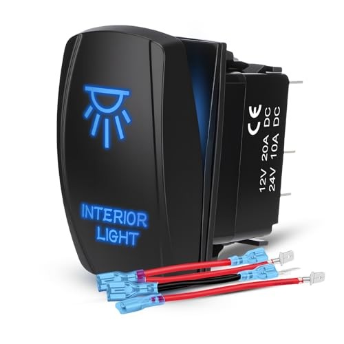 Interior Light Rocker Switch, On Off SPST 5 Pin Latching Switch, INTERIOR LIGHT