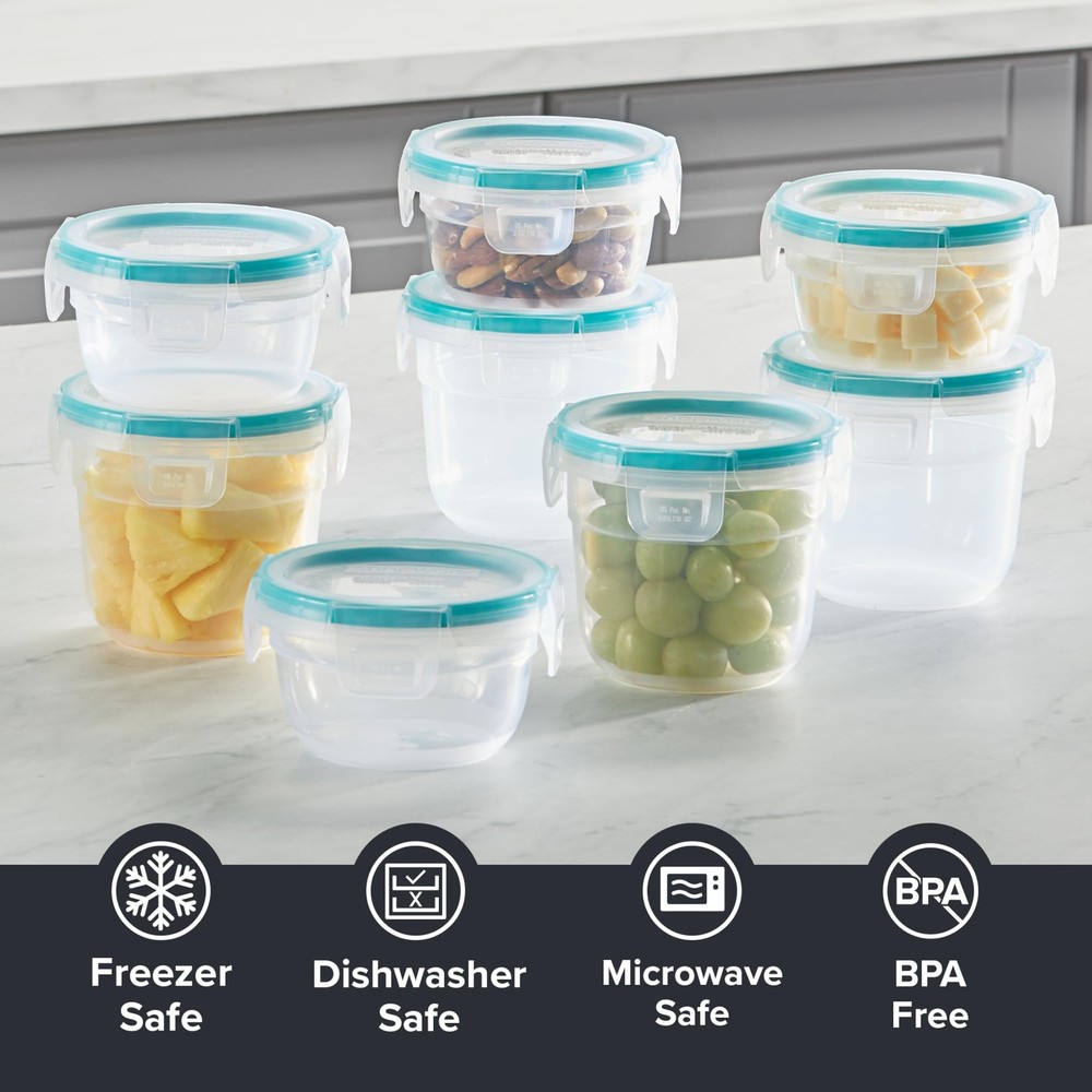 Snapware Plastic Total Solution 16-Pc Food Storage 8 Pack, multi-color