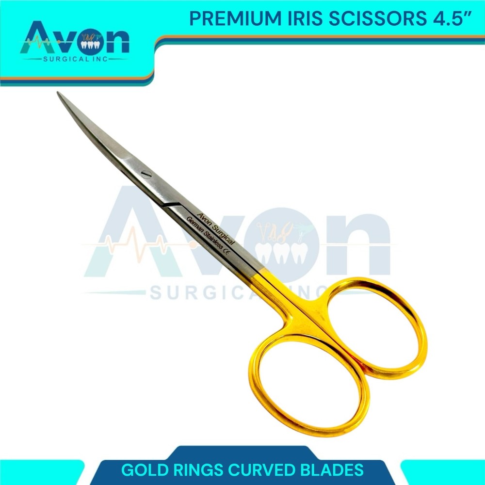 4.5in Premium Iris Dissecting Scissors, Sharp Blades & Gold Handle Multi-Purpose