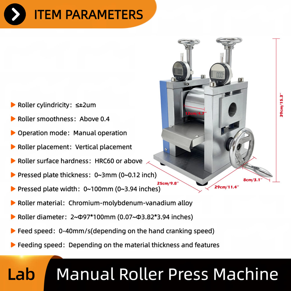 Manual Roller Pressing Machine Lab Digital Display Battery Electrode Calender