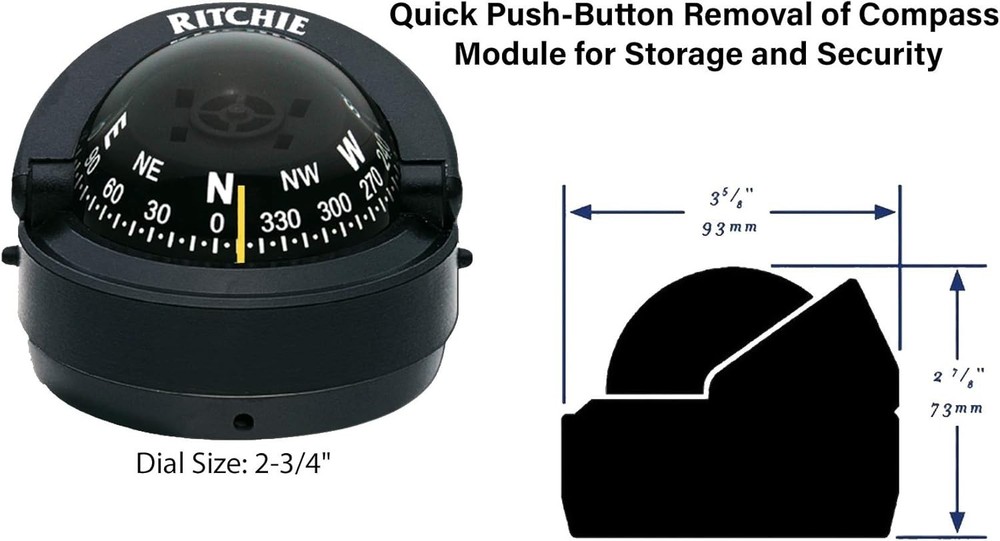 Compact Surface Mount Explorer Compass - Fast Heading Lock and Repairable