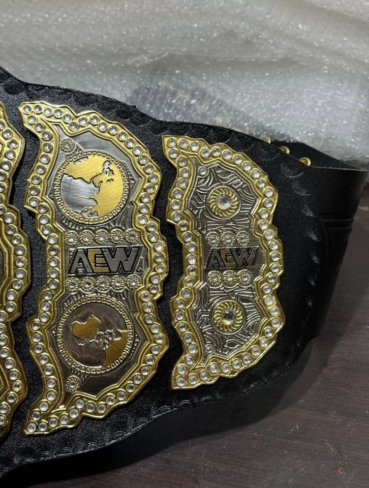 AEW World Championship Replica Wrestling Belt Metal Plates Adult Size Title NEW.