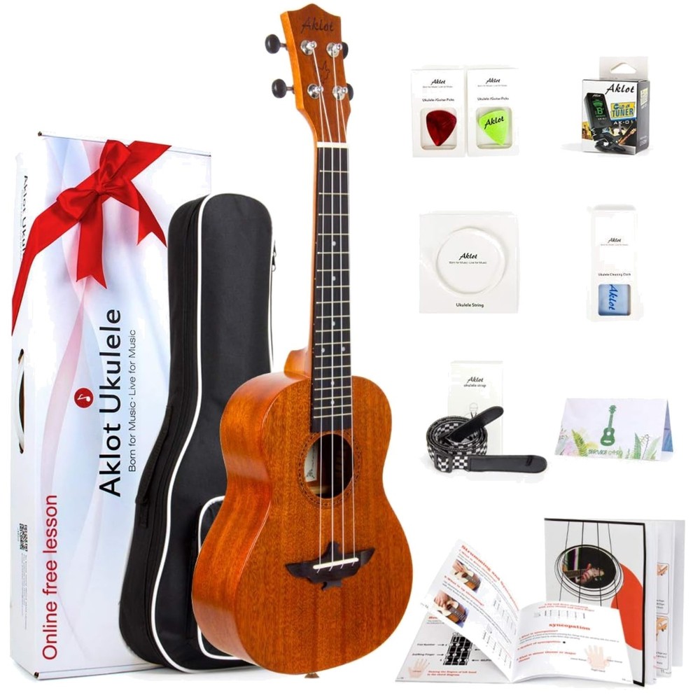 Exceptional 23" Solid Mahogany Ukulele - Complete Kit with Free Lessons Included