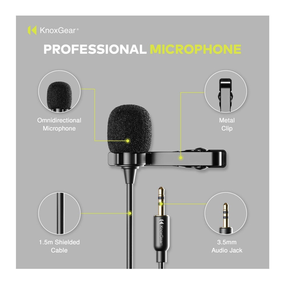 Knox Gear Omnidirectional Condenser Lavalier Microphone Multi-Pack