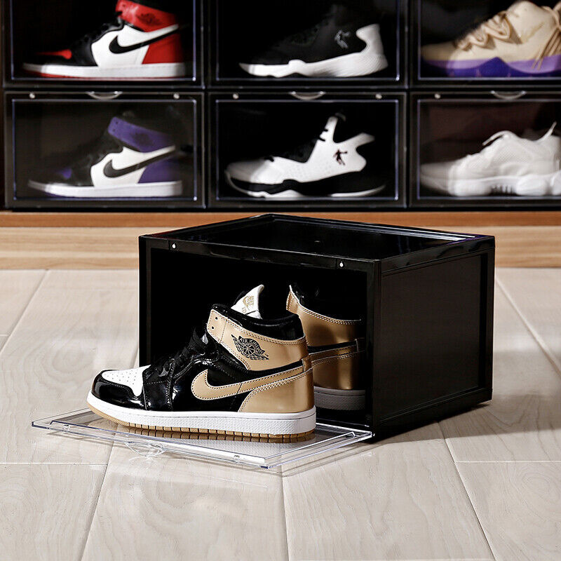 Magnetic Shoe Storage Box Drop Side/Front Sneaker Case Stackable Container XL