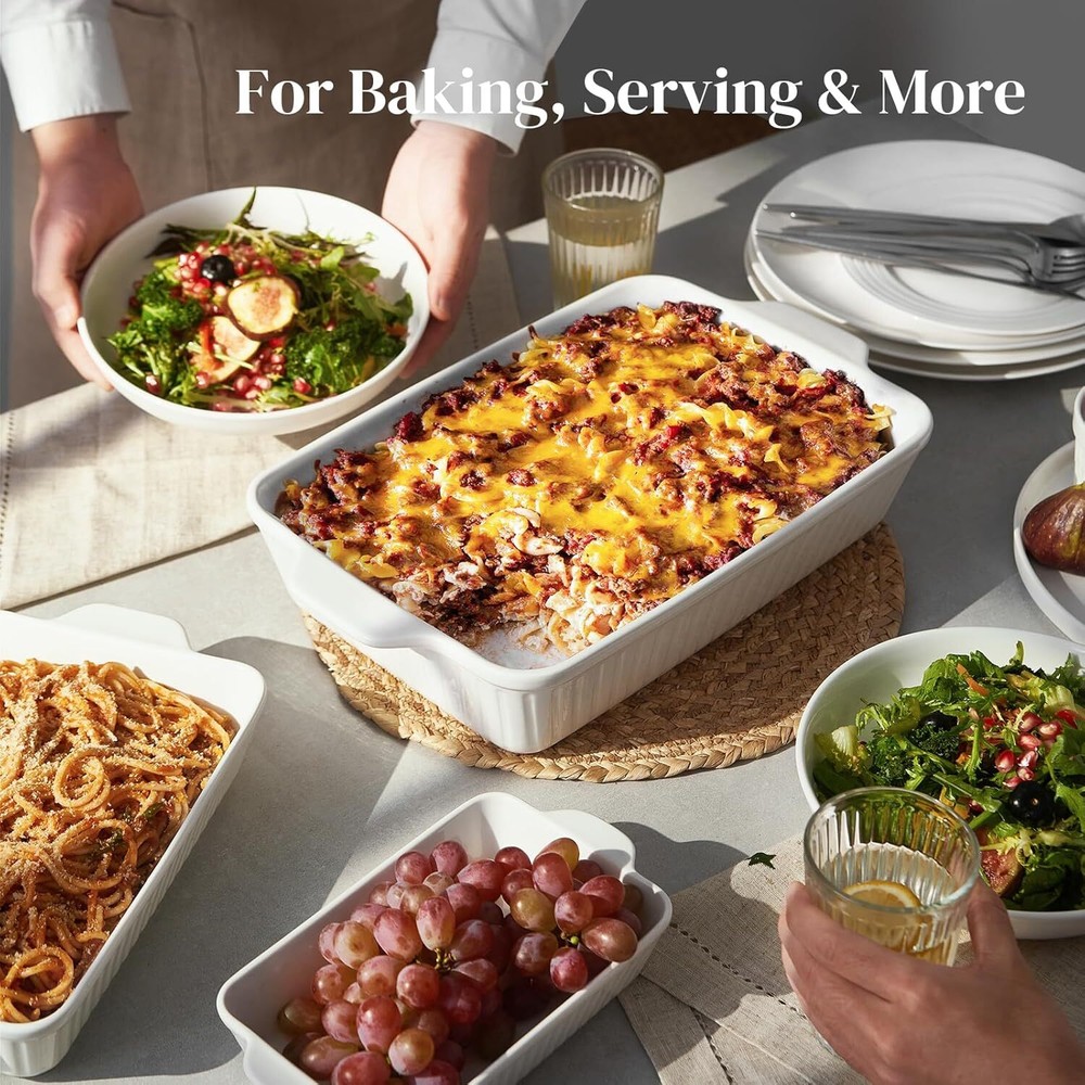 Oven Casserole, Baking Pan Set, Ceramic Bakeware 3-Piece Set