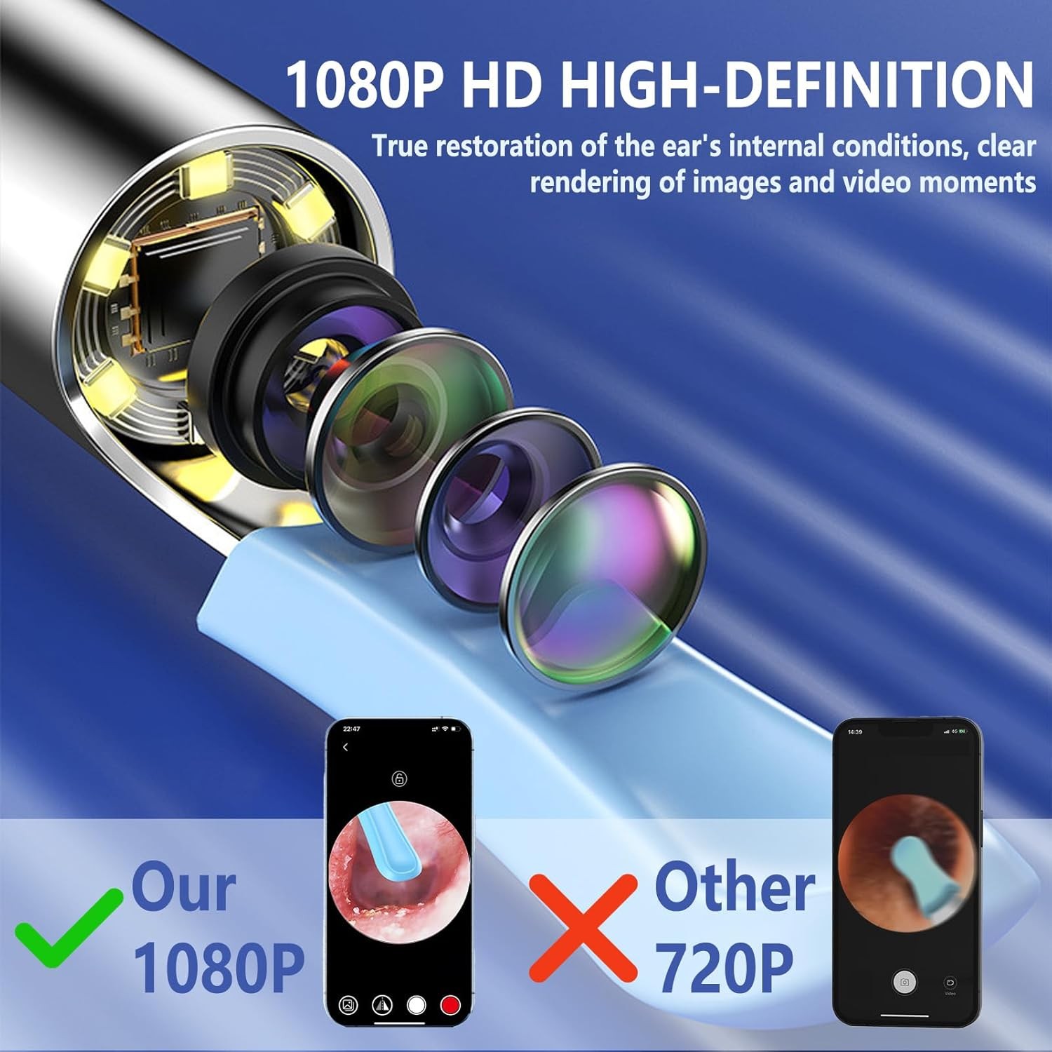 WIreless Ear Wax Removal Tool Camera WiFi Visual Ear Pick Rechargeable Endoscope