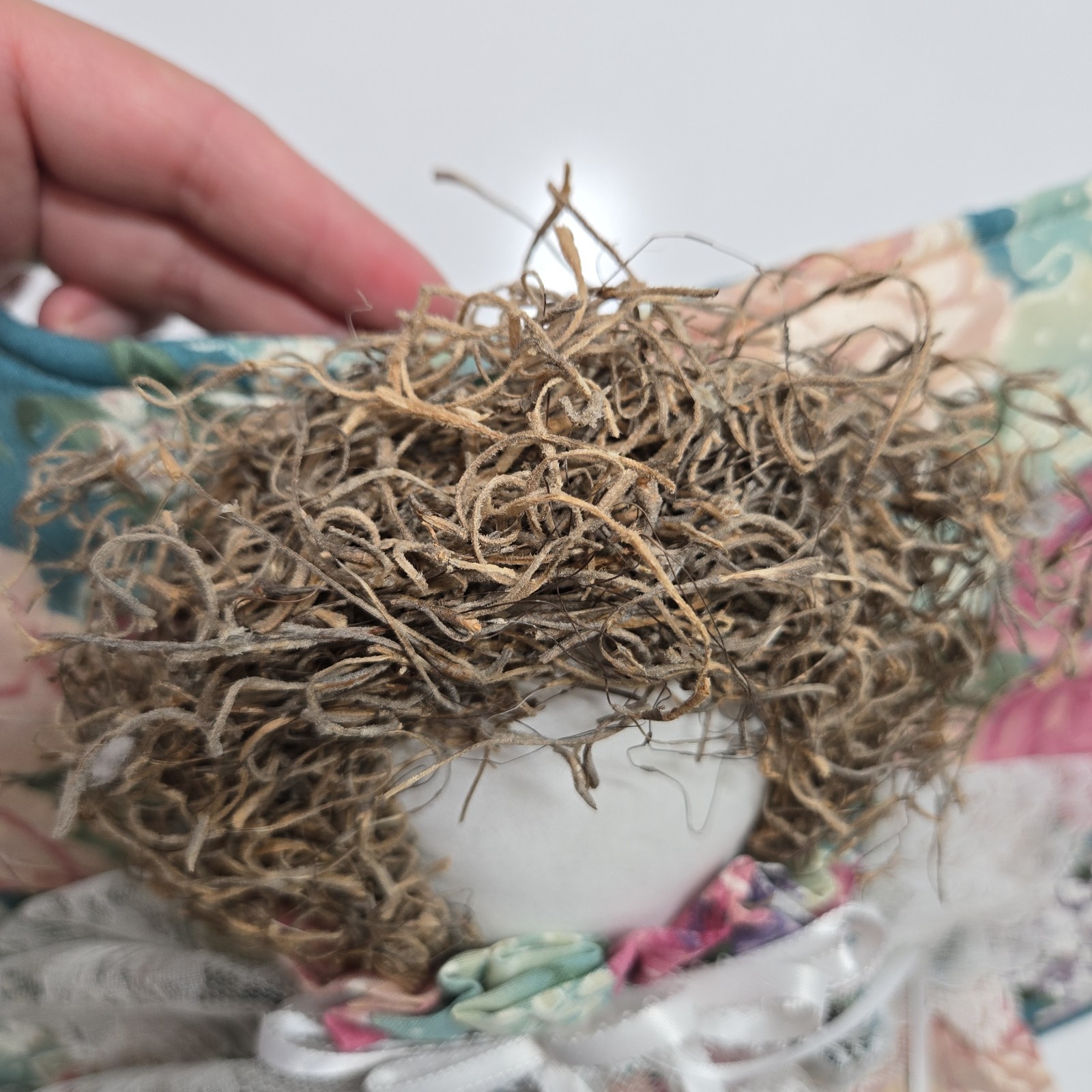 Vtg Hand Made Hanging Holy Angels Fabric Angel Floral Lace Fabric Christmas