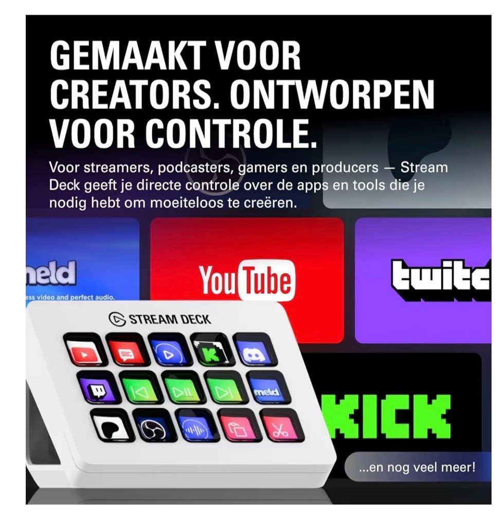 Stream Deck MK.2 White – Studio Controller, 15 macro keys, trigger actions in ap