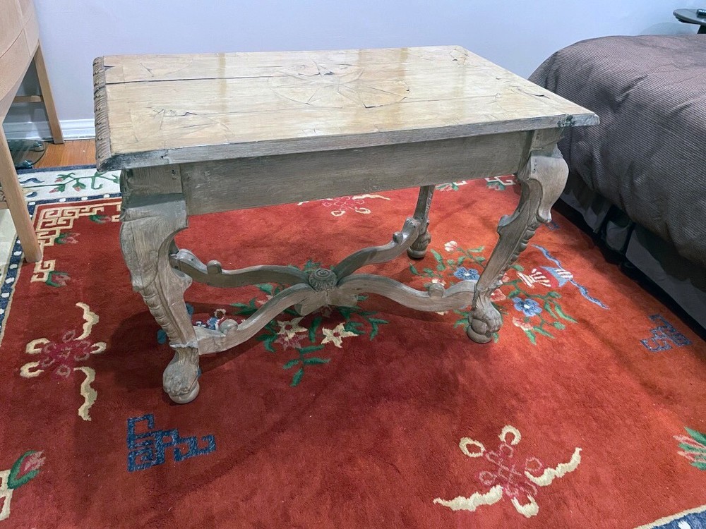 Elegant Antique console table bleached Walnut vintage, Nineteenth C. Regency