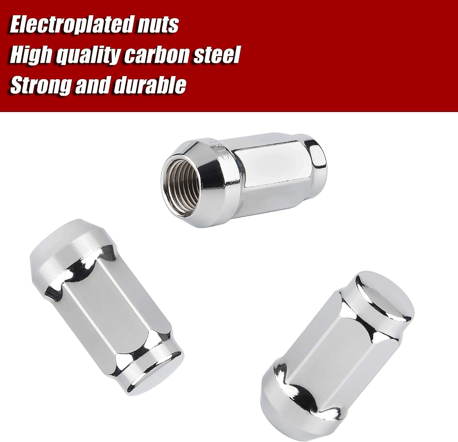 24 Chrome 14x1.5 Bulge Acorn Lug Nuts 1.78" For Chevy GMC Silverado Sierra 1500