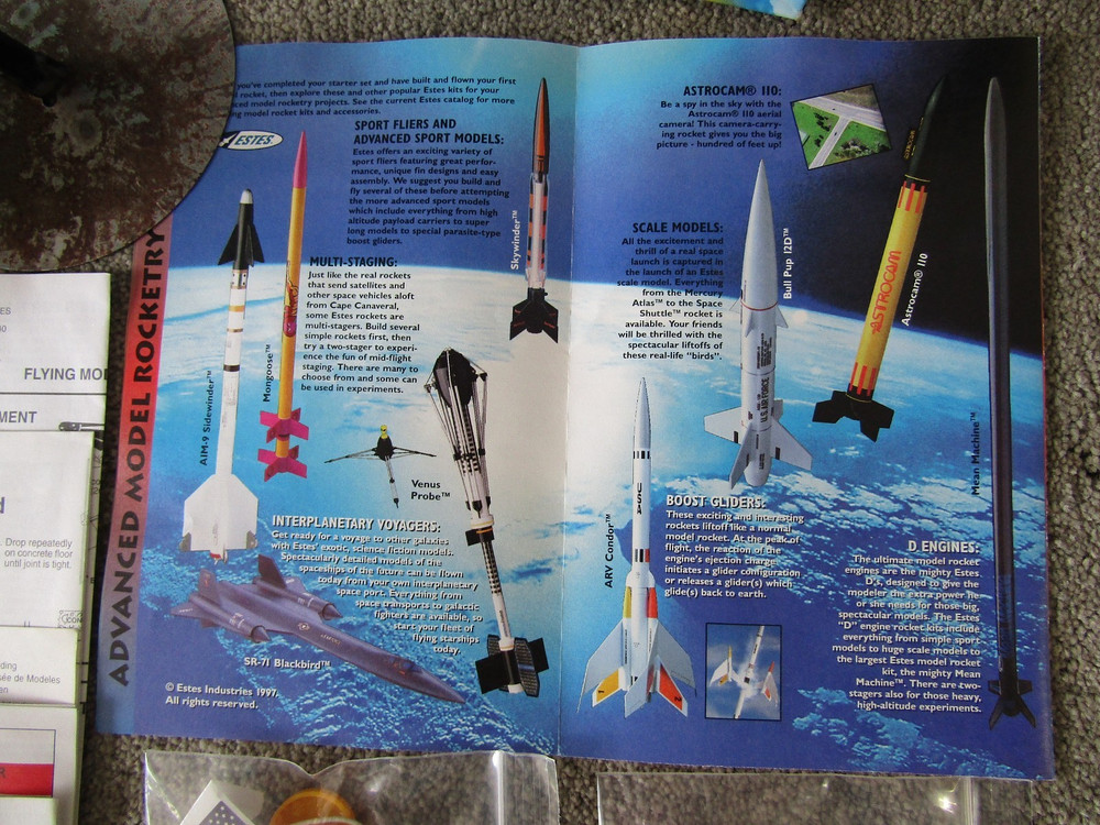 vintage Estes model rocket kit & accessories