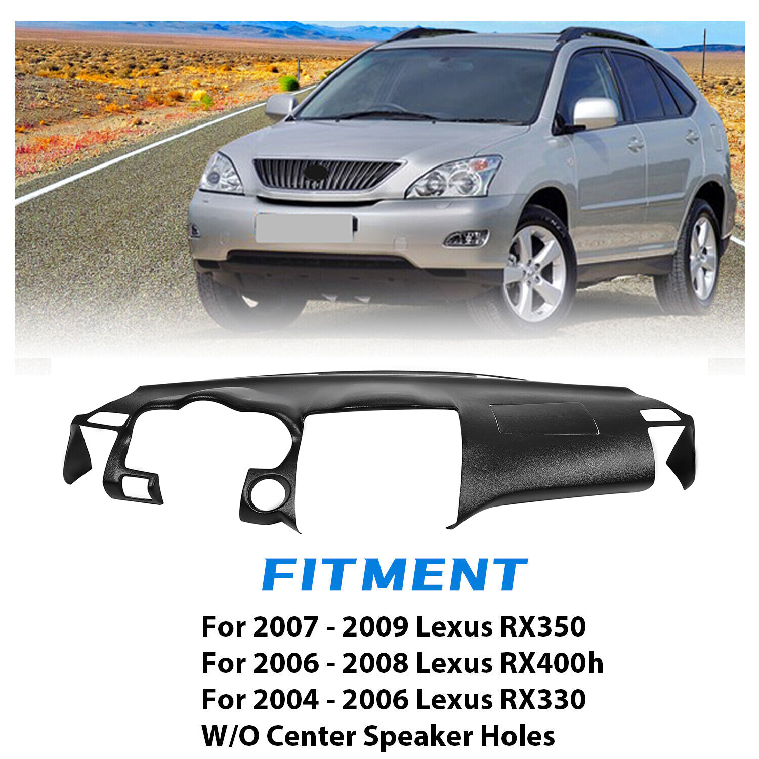 Black Dash Cover Dashboard Overlay Cap For 2004-2009 Lexus RX350 RX400H RX330