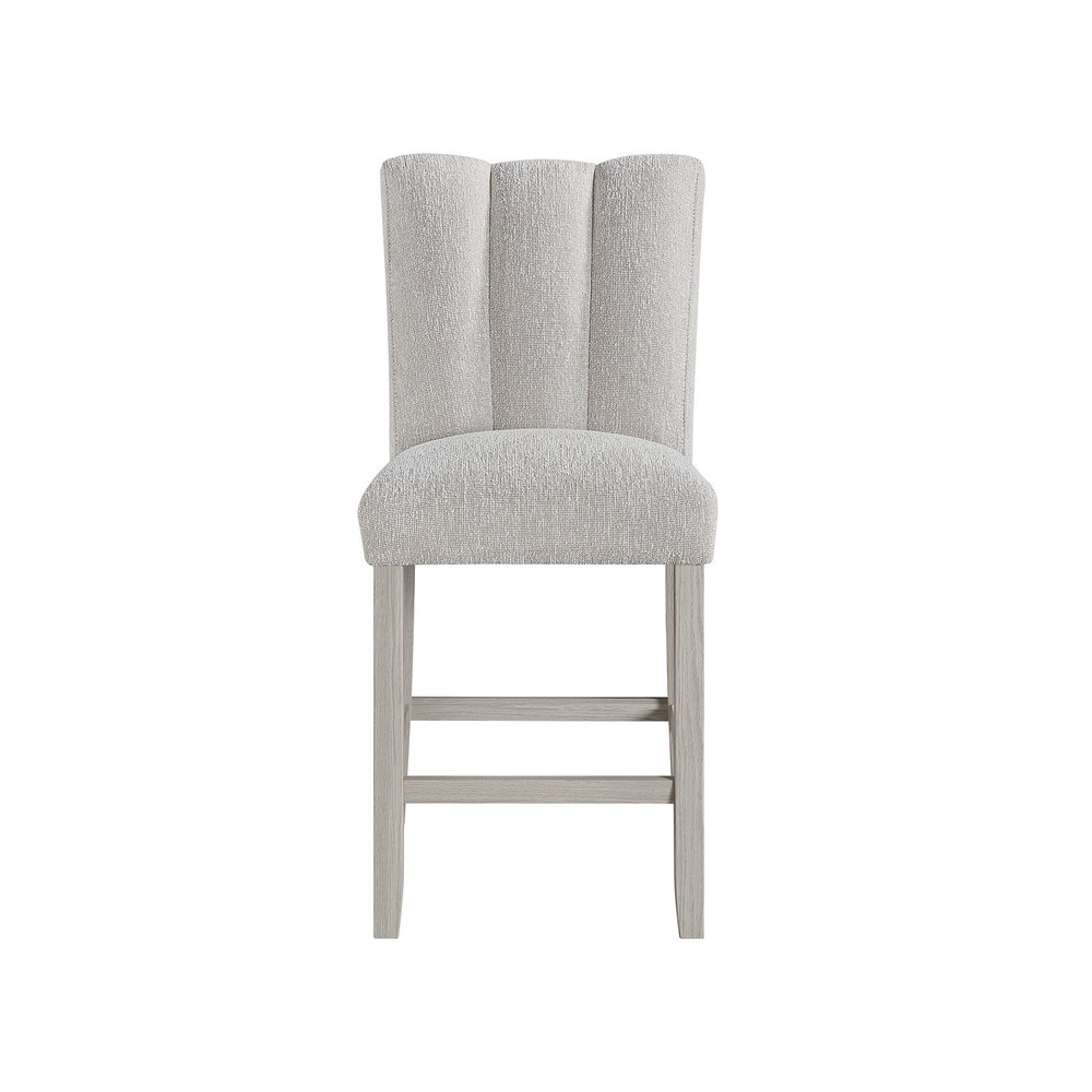 Modern Gray Wood Rectangular Dining Side Chairs, Solid Back, Set of 2