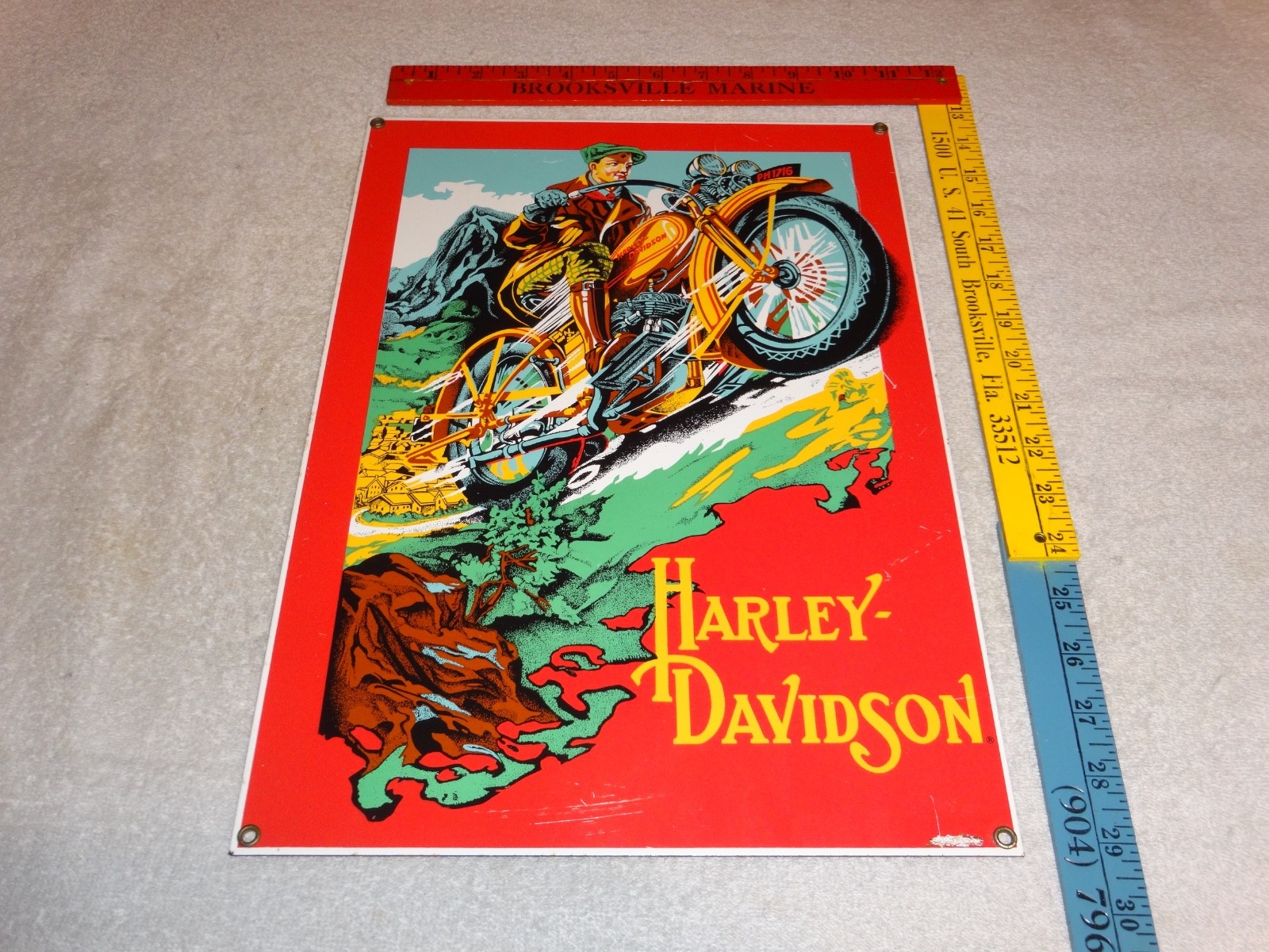 VINTAGE HARLEY DAVIDSON 1929 DL VL MOTORCYCLE 16" X 11" PORCELAIN METAL SIGN