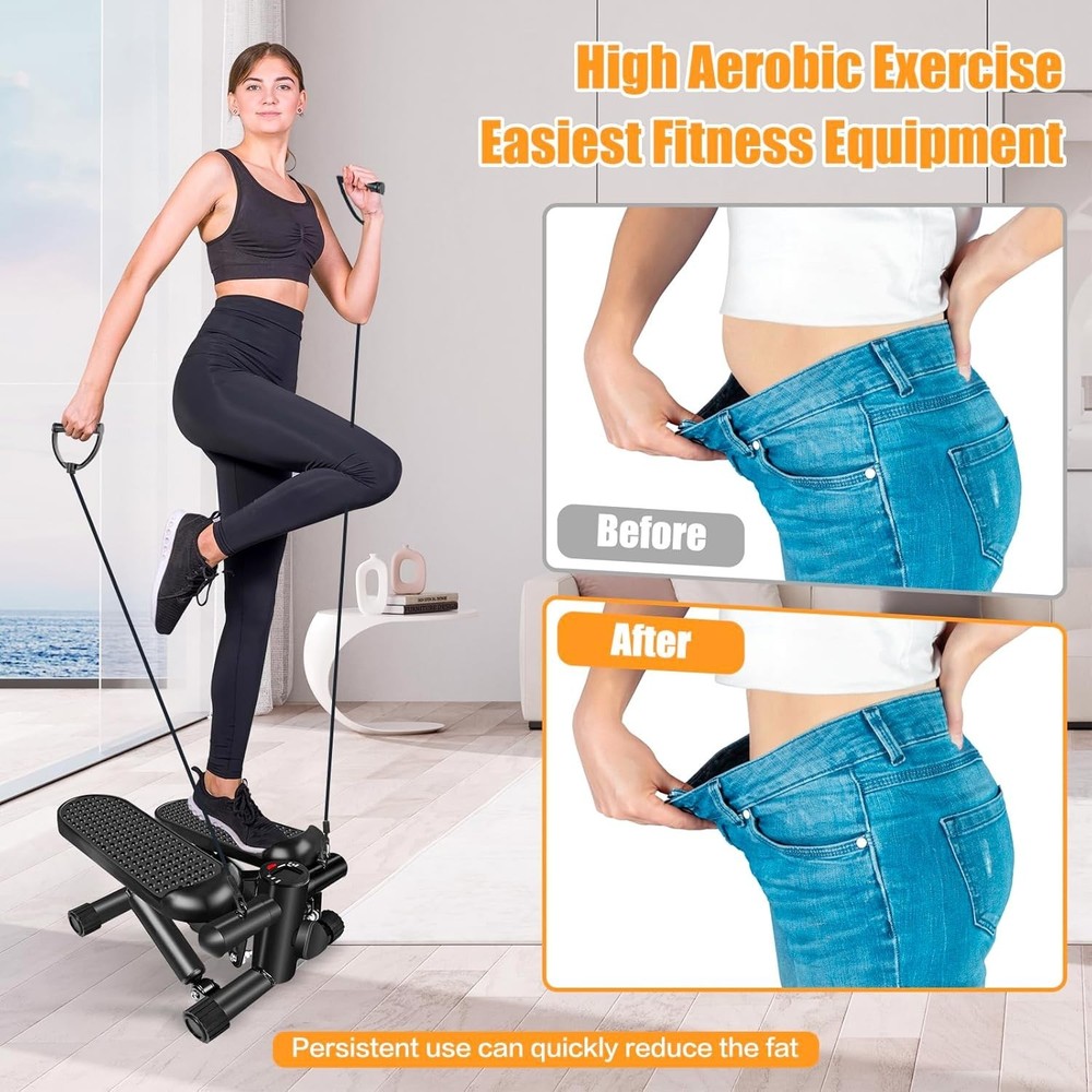 Compact Hydraulic Stepper with Real-Time Tracking & Adjustable Height for Toning