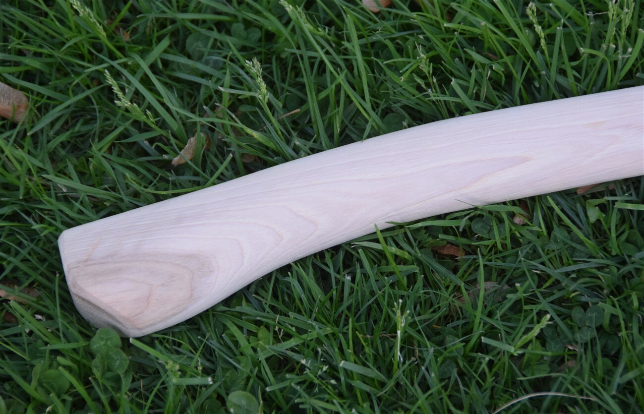 HICKORY 28" Single Bit Boys Bent AXE HANDLE ~ UNFINISHED ~ Amish Made