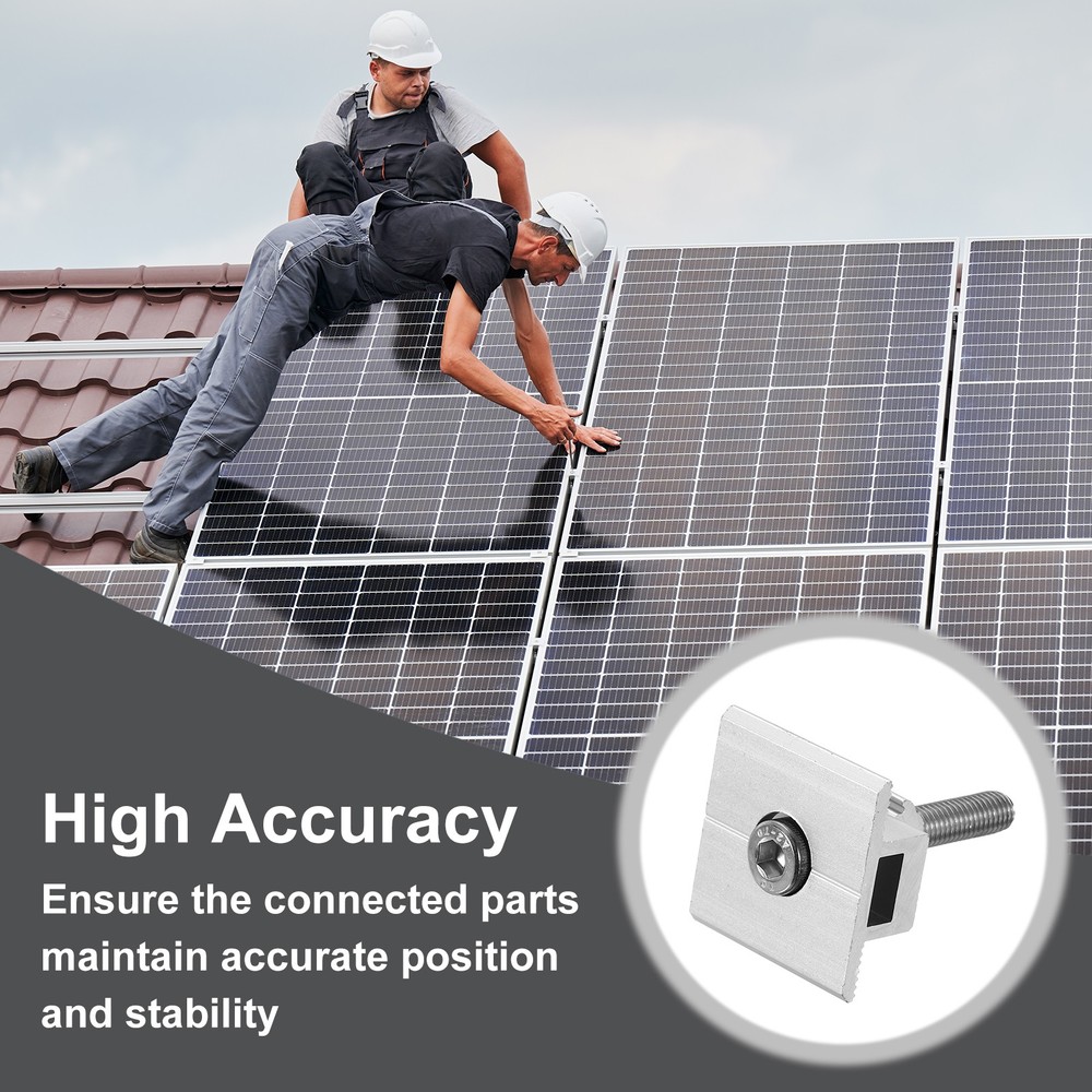 Solar End Clamp Solar Panel Mount Bracket Silver Mounting Clamps 40mm 6pcs