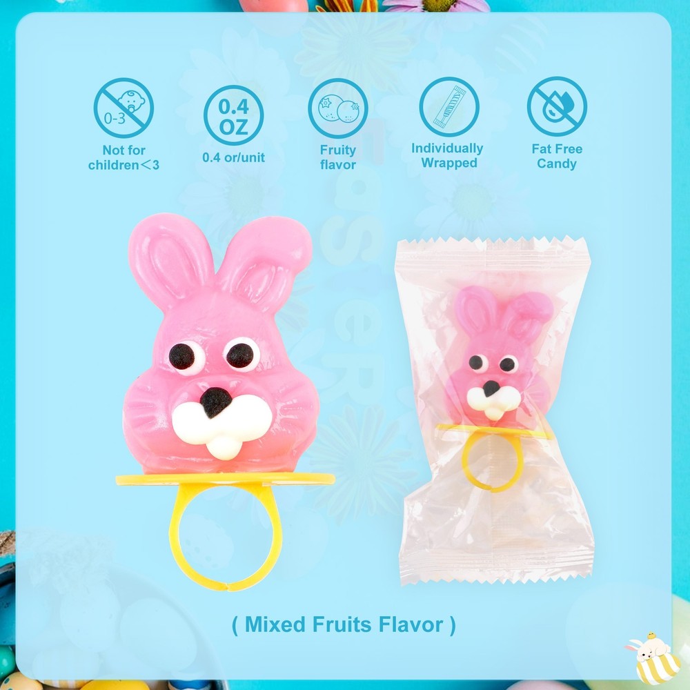 Two Sets Mixed Fruit Flavor Easter Ring Lollipop Candy Individually 40 Packs