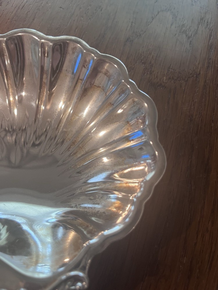 Silverplate Sea Scallop Clam Shell Footed Candy Nut, Keys Trinket Dish