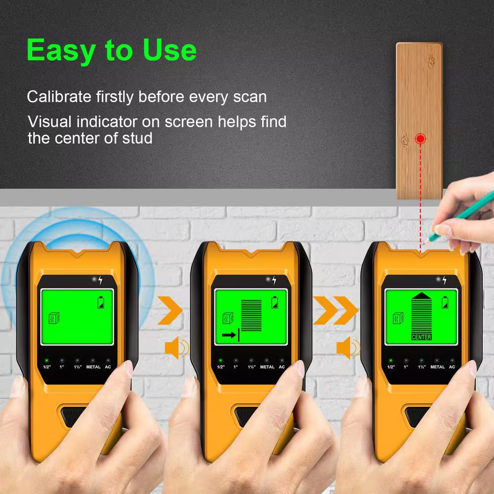 5 in 1 Multifunction Wall Scanner Stud Finder with Upgraded Smart Sensor HD LCD