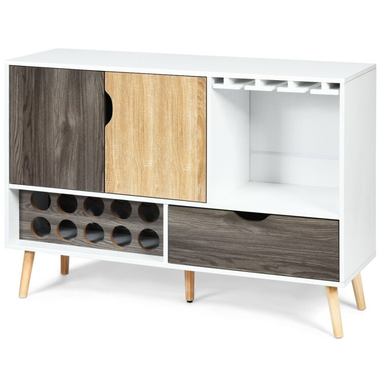Mid-Century Kitchen Buffet Cabinet Sideboard Storage w/Adjustable Shelf & Drawer