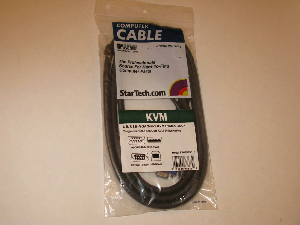 STARTECH 6 FT 2-IN-1 USB KVM CABLE SVUSB2N1_6