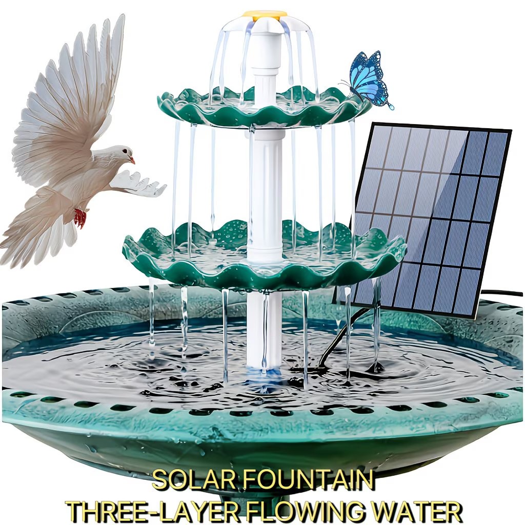 3-Tier Solar Bird Bath Fountain with 3.5W Solar Powered Fountain For Outdoor