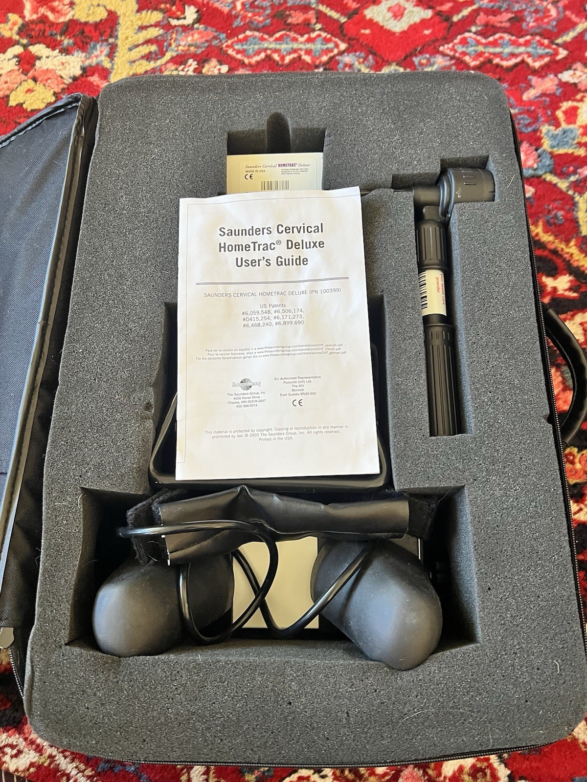 Saunder Cervical Neck Traction Home Trac Deluxe Device w/ Travel Case