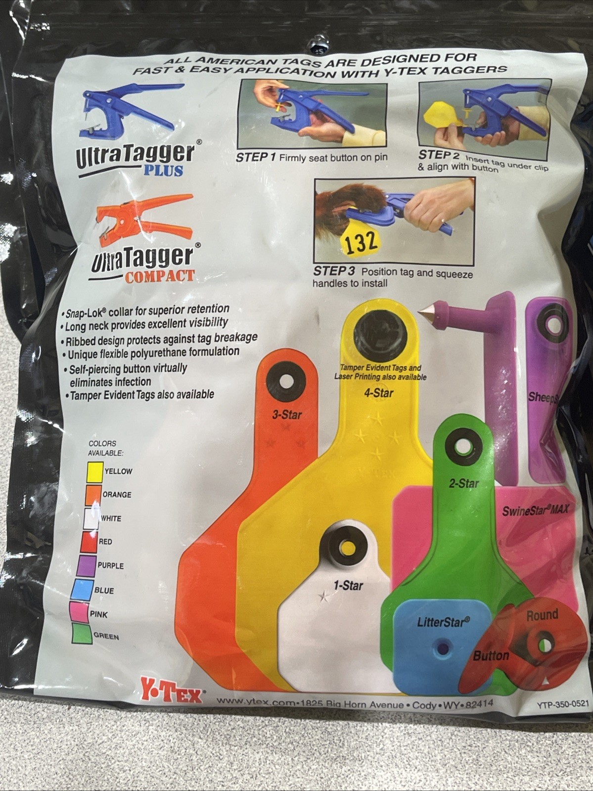 Y-Tex 4 Star Large Cattle Tags 25 Pack, 2 Piece Ear Tag System, Orange, 1-25