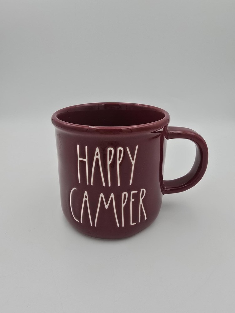 Rae Dunn Maroon Happy Camper Ceramic Mug