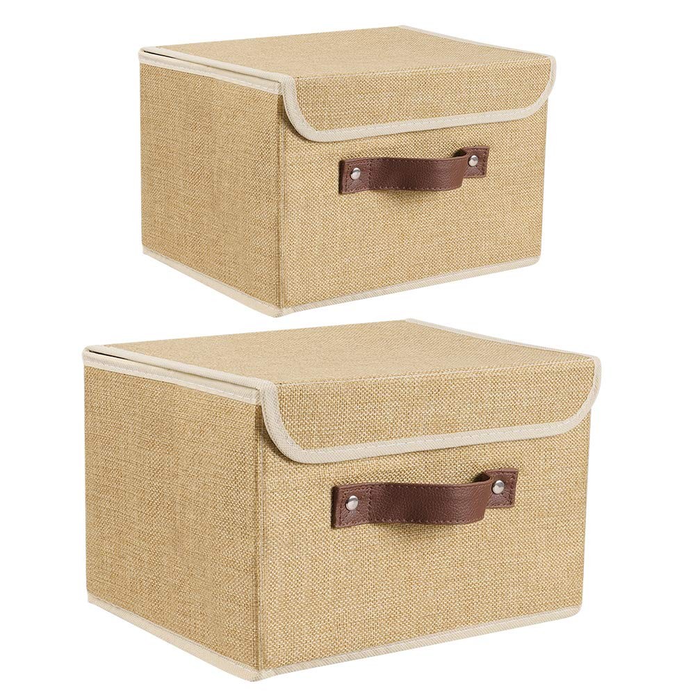 Storage Bins Boxes with Lids 2 Pack Decorative Storage Boxes Collapsible Fabr...