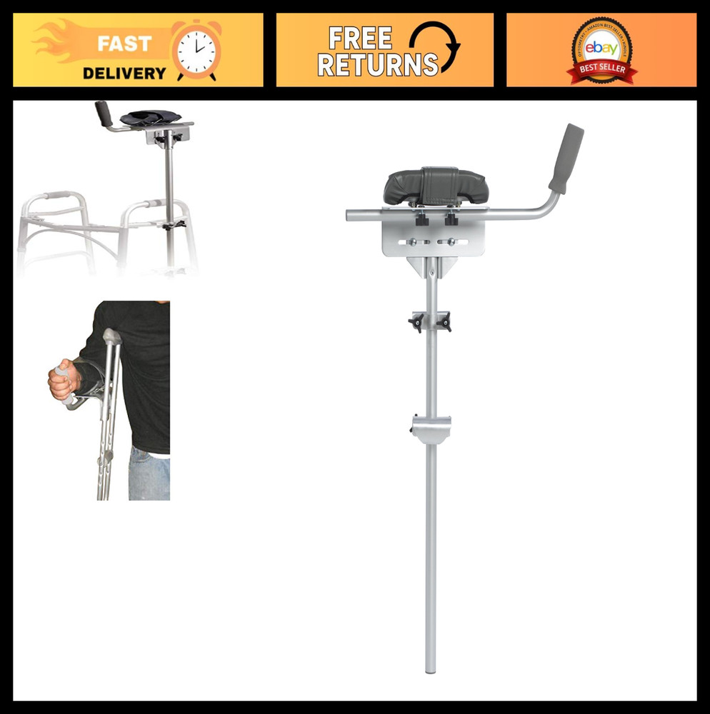 Adjustable Platform Walker Crutch Attachment - Lightweight, Silver, Ergonomic De