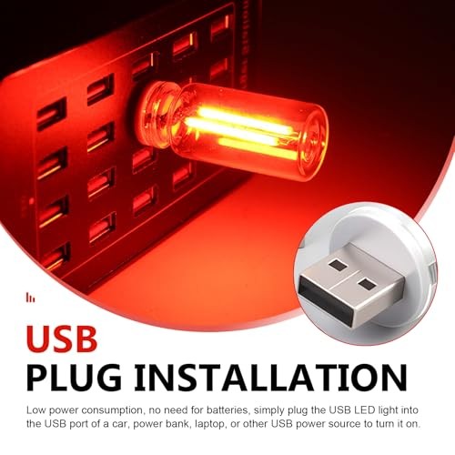 2PCS Car USB Lights, Touch Dimmable Car Interior Ambient Lights, Plug 2 PCS Red